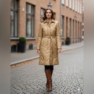 Theory Tan Puffer Coat with Belt